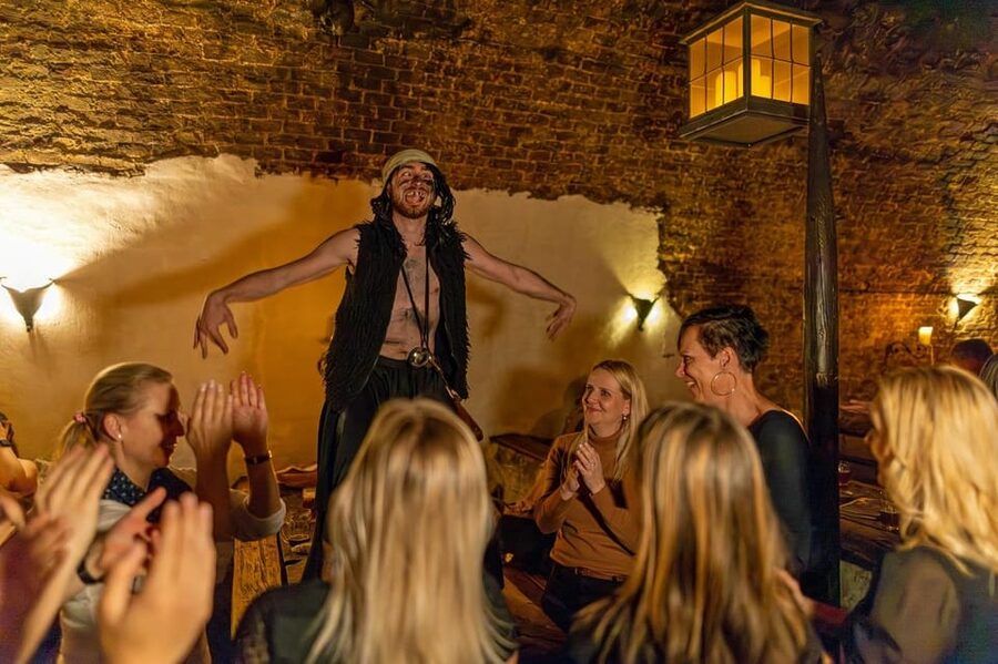 From Prague: Medieval Dinner, Show, Castle and Brewery - Copper kettles and two Dětenice beers