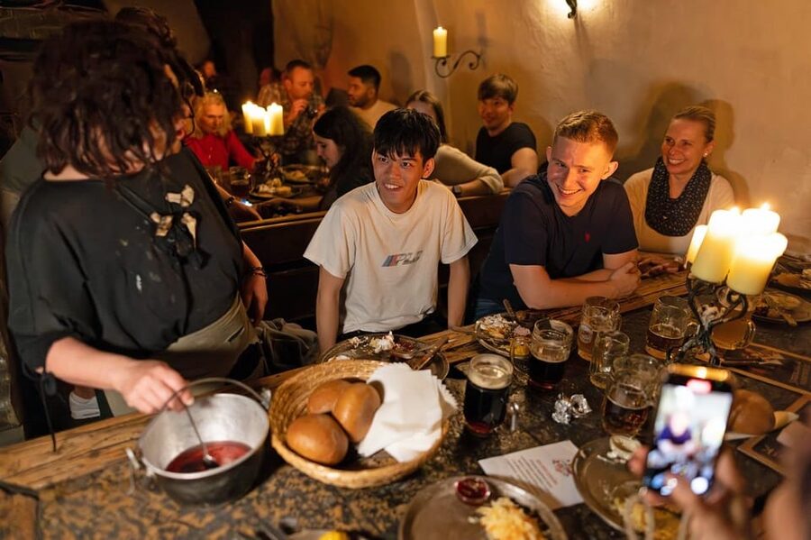 From Prague: Medieval Dinner, Show, Castle and Brewery - Music, dancers, and a fire finale