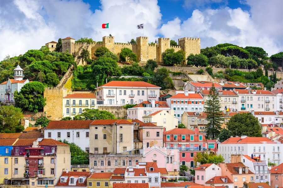 Lisbon: Saint George's Castle Entry Ticket and Guided Visit - Meeting your guide near the blue flag
