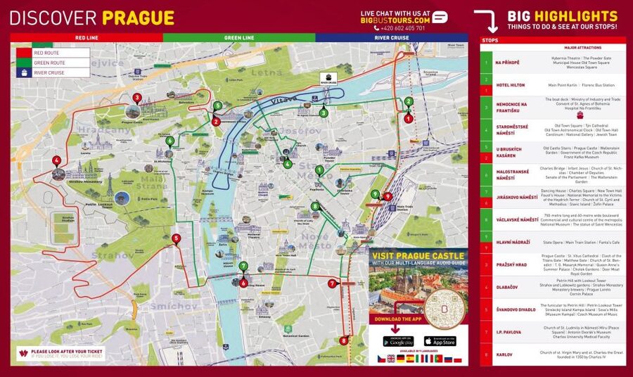 Prague: Big Bus Hop-on Hop-off, Castle Tour and River Cruise - Important operating details before booking
