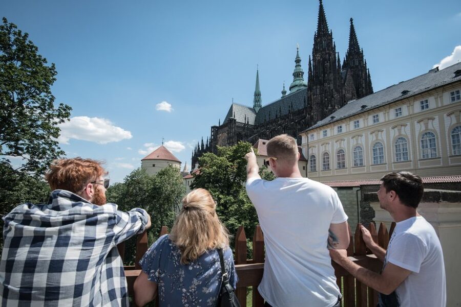 Prague: Castle Grounds & Highlights Walking Tour small-group - St. Vitus Cathedral is the visual centerpiece