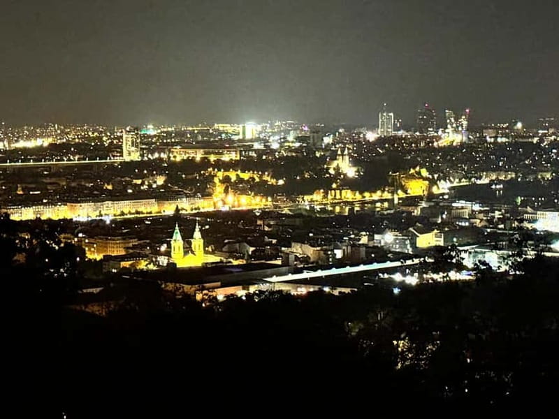 Prague: Night Walk through Prague Castle with City Views - St. Vitus Cathedral under the lights